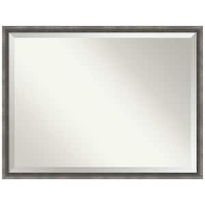 Burnished Concrete Narrow 42.25 in. W x 32.25 in. H Beveled Modern Rectangle Wood Framed Wall Mirror in Gray