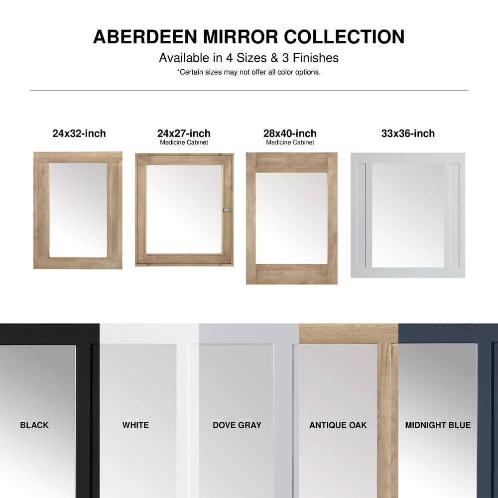 Midnight Blue Rectangular Wood Framed Bathroom Vanity Mirror
