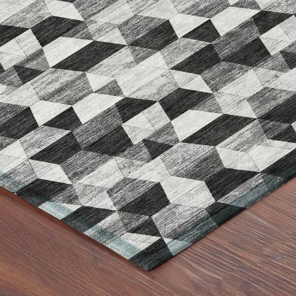 Chantille Machine Washable Indoor/Outdoor Abstract ACN2694 Black 10 ft. x 14 ft. Area Rug