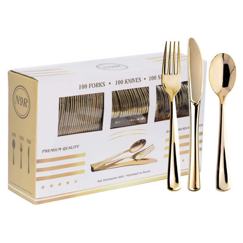 Numhew 300-Piece Modern Plastic Disposable Silverware Set, Disposable ...