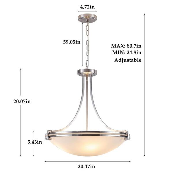 LWYTJO 4-Light 20.5 in. 40-Watt Modern Nickel Bowl Pendant Empire