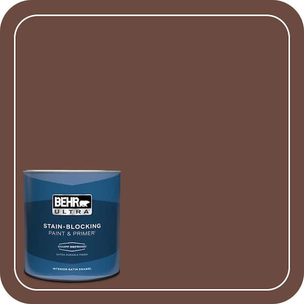 BEHR ULTRA 1 qt. #BNC-32 Maximum Mocha Extra Durable Satin Enamel Interior Paint & Primer