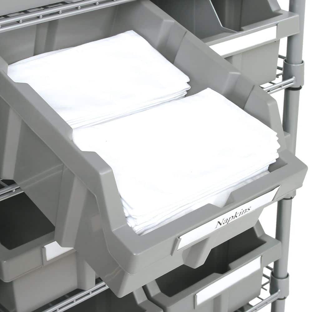 Gray 7-Tier Steel Wire Shelving Unit with 12 Bins