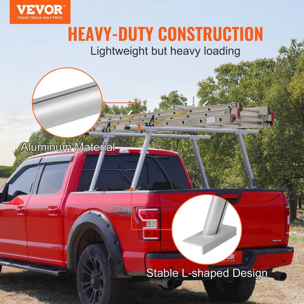 VEVOR 71" Silver Aluminum Truck Ladder Rack with 800 lbs Capacity