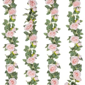 6 .5 ft. Pink Artificial Rose Vine Fake Flower Garland(4 Pcs)