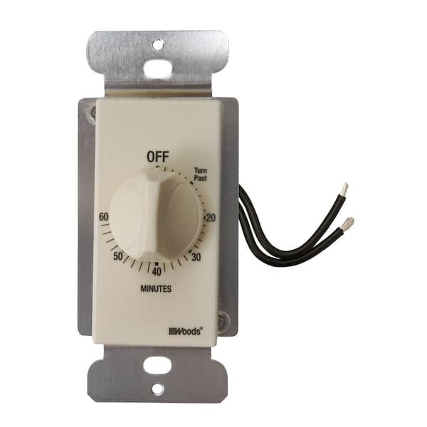 Woods 20-Amp 60-Minute In-Wall Spring Wound Countdown Timer Switch, Almond
