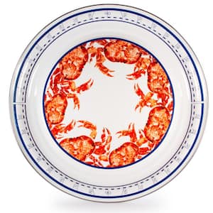 20 in. Crab House Enamelware Round Serving Tray