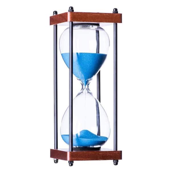 Afoxsos Wooden Blue Sand Large Hourglass 60-Minutes Timer for Home Office Decor