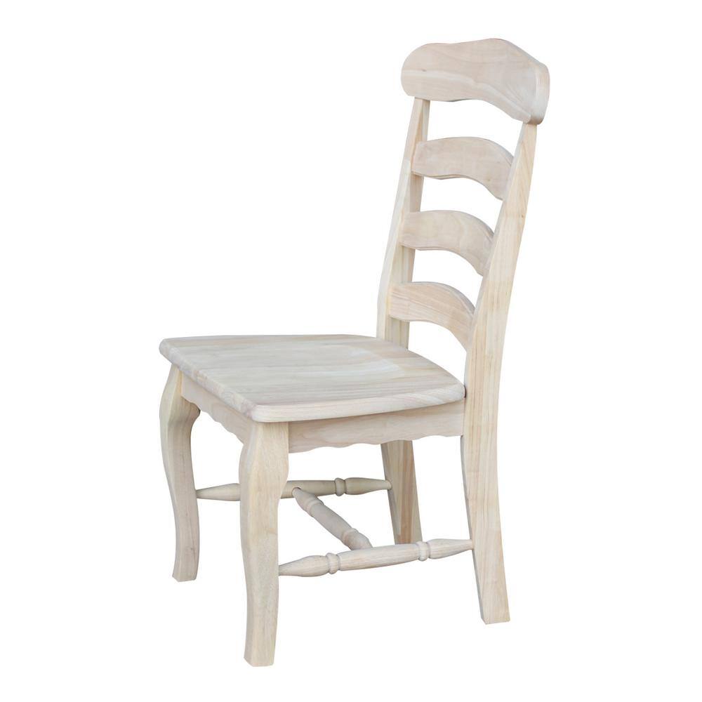 White Wood Ladderback Slat Side Chair Set