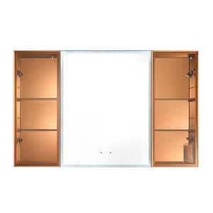 Andrea 48 in. W x 30 in. H Large Rectangular Gold Aluminum LED Anti-fog Recessed or Surface ...