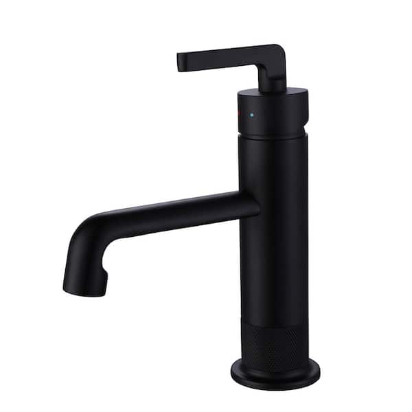Tomfaucet Single Handle Single Hole Bathroom Faucet in Matte Black
