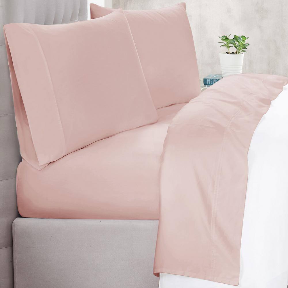 Blush Cotton Twin 2-Piece Solid Sheet Set