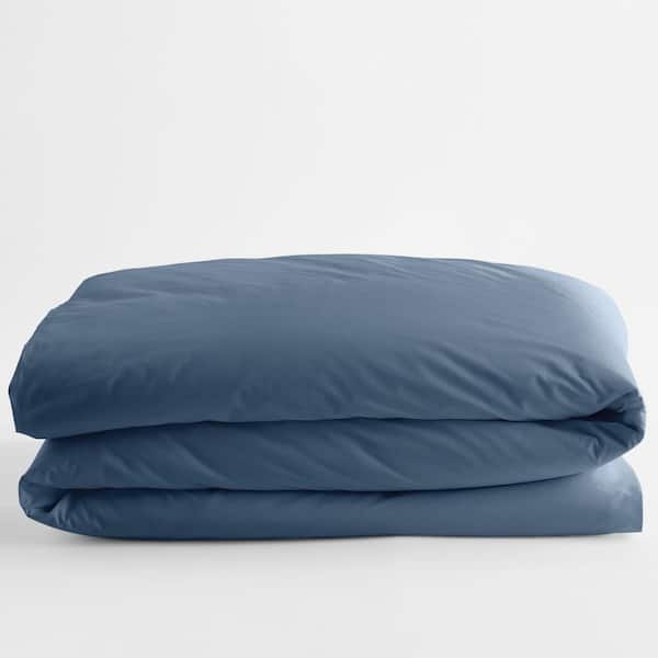 The Company Store Legends Hotel Organic Shadow Blue Solid Cotton Percale Full Duvet Cover