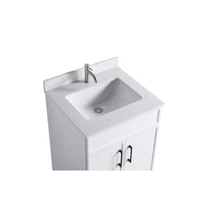 24 in. x 22 in. D x 35 in. H Single Sink Bath Vanity in White with White Ceramic Top