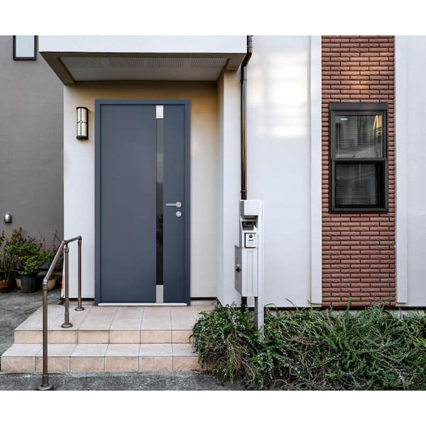 VDOMDOORS 36 in. x 80 in. Left-Hand/Inswing Tinted Glass Gray