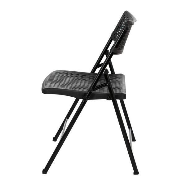 HAMPDEN FURNISHINGS Ava Comfort Card Table Folding Chair, Black