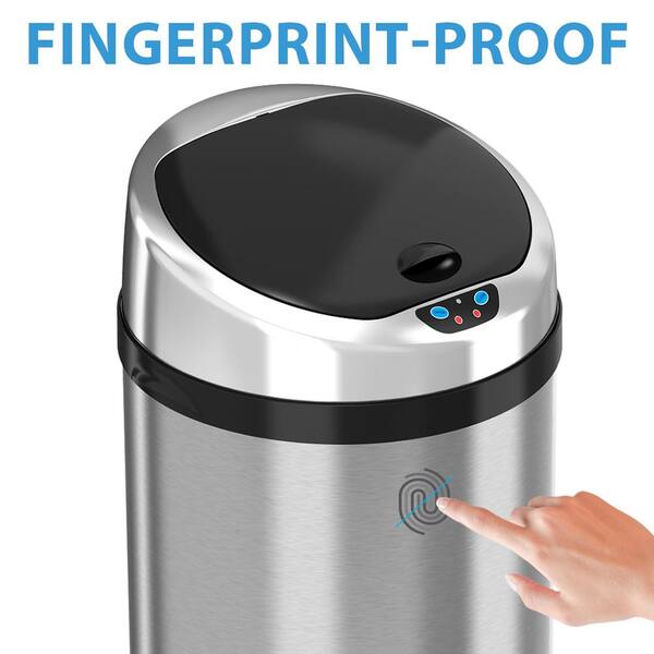 iTouchless 13 Gallon SensorCan Stainless Steel Oval Touchless Trash Can with Odor Control System