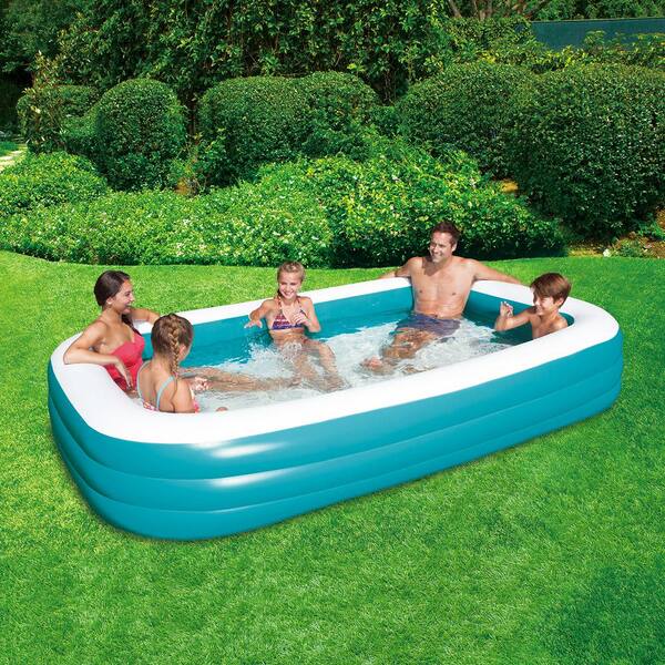 X-Large Paddling Pool Rectangular Inflatable Family Swimming Kids Garden Patio 