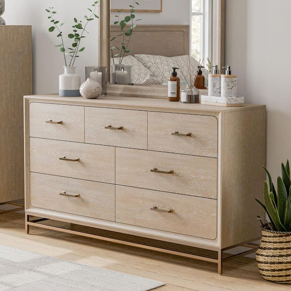 Furniture of America Lena Oak 7 Drawer 64 in. Dresser