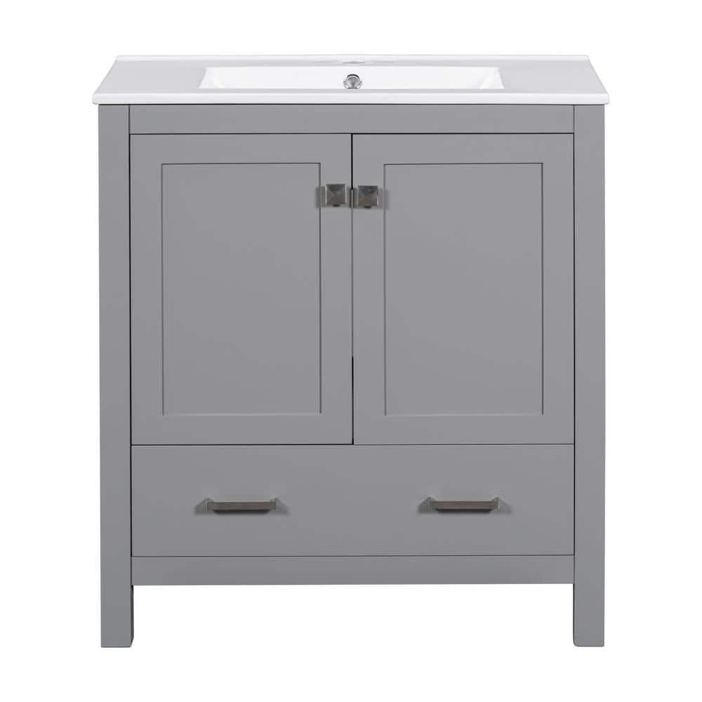 30 in. W x 18 in. D x 34 in. H Single Sink Freestanding Bath Vanity in Gray