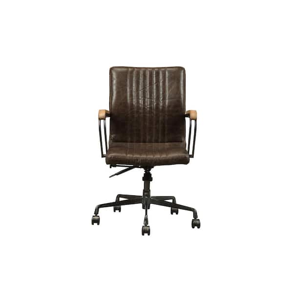 Acme Furniture Joslin Distressed Chocolate Top Grain Leather Executive Office Chair