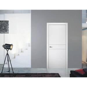 18 in. x 80 in. Stella 2HN Snow White Finished with Aluminum Strips Solid Core Composite Interior Door Slab No Bore