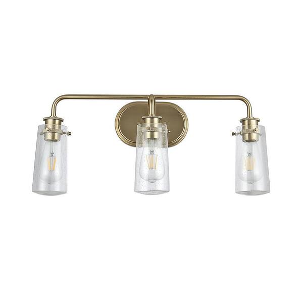 8 in. 3Light Gold Vanity Light with Clear Seedy Glass Shades NGD2098