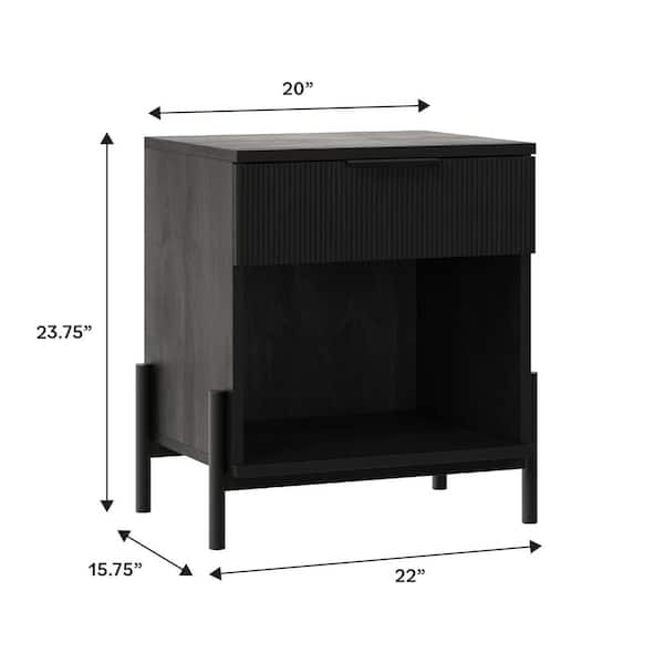 Walker Edison Furniture Company 1-Drawer Black Wood and