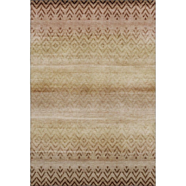 Mayfield Premium Machine Washable Abstract AMF2042 Beige 5 ft. x 7 ft. 6 in. Area Rug