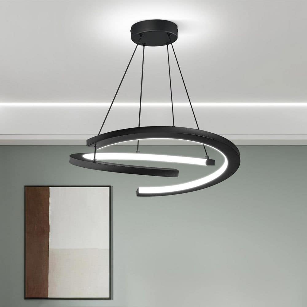 Home Lighting 15. 35 in. S-Internal Glow Black Height Adjustable LED Pendant Light Chandeliers for Dining Room price history on PriceWatchPro