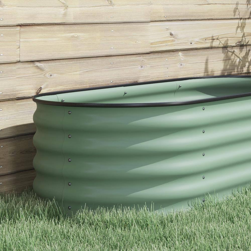 Green Galvanized Steel Raised Garden Bed with Safety Edging