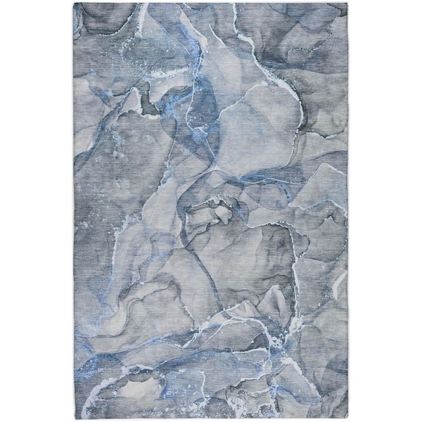 Dream Shag Premium Machine Washable Abstract ADS519 Blue 3 ft. x 5 ft. Area Rug