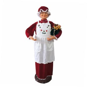 58 in. Christmas Dancing Mrs. Claus with Apron and Gift Sack