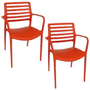 Astana Orange Plastic Outdoor Dining Chair (Set of 2)