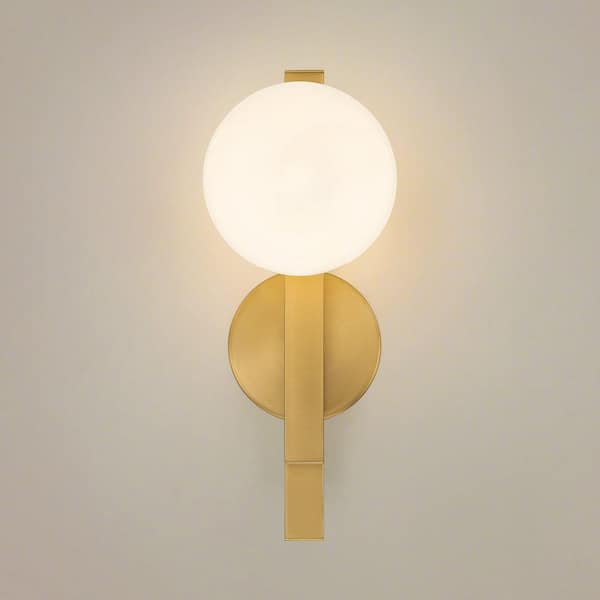 Julep 15-in. 1-light Brushed Gold Vanity Light with Opal Glass Shade