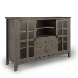 Artisan Solid Wood 53 in. Wide Transitional TV Media Stand in Farmhouse Grey for TVs up to 60 in.