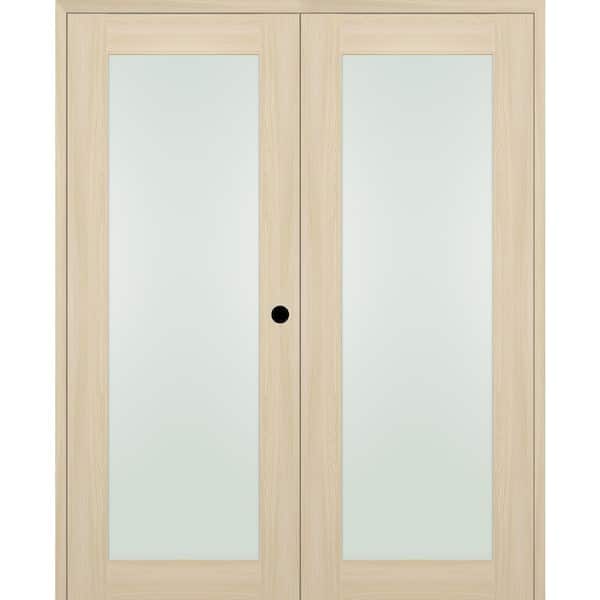 Belldinni Vona 207 48"x 84" Left Hand Active Full Lite Frosted Glass Loire Ash Wood Composite Double Prehung French Door