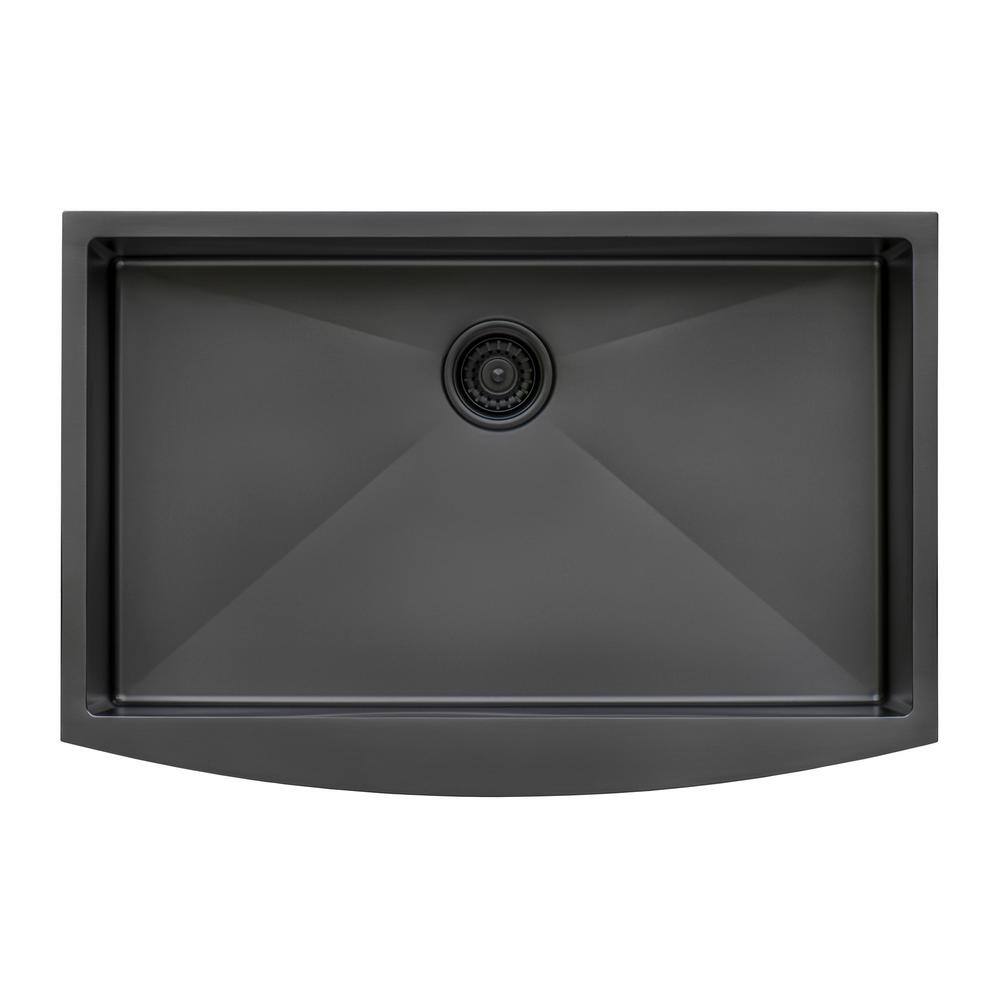 Gunmetal Black Stainless Steel Farmhouse Apron-Front Kitchen Sink