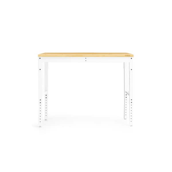 NewAge Products Pro Series 48 in. W x 24 in. D White Workbench with Bamboo Worktop
