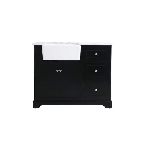 Unbranded Timeless Home 22 in. W x 42 in. D x 34.75 in. H Bath Vanity in Black with Carrara White Marble Top