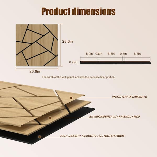 ASOLO/Parete　Nord　GV/新品未使用品/27㎝JP Mlfortlife Walnut 0.7 in. x 1.97 ft. x 1.97 ft. Geometric Acoustic