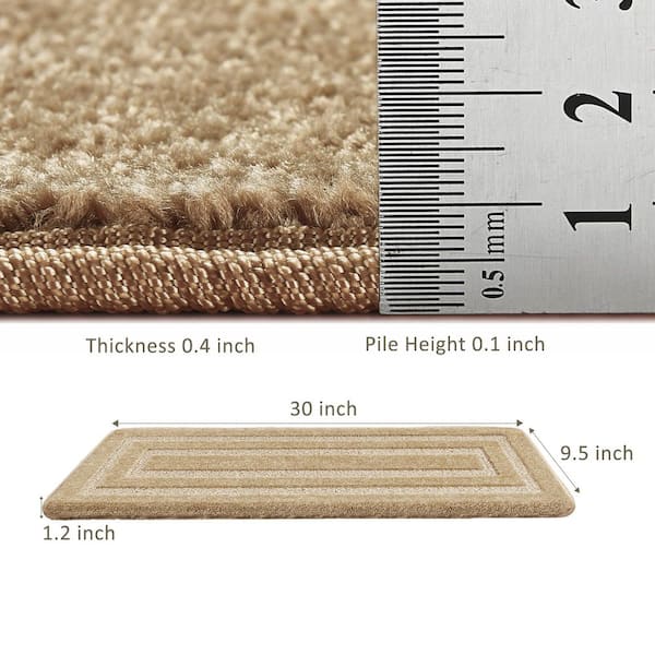 Bullnose Brown Rectangular 9.5 in. x 30 in. x 1.2 in. Polypropylene Carpet Stair Tread Cover Rug Mat Tape Free Set of 12