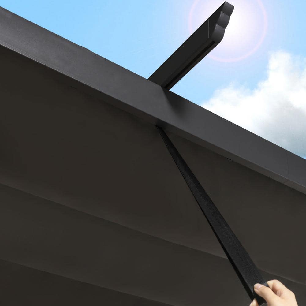 Gray Aluminum 12' x 16' Pergola with Retractable Canopy