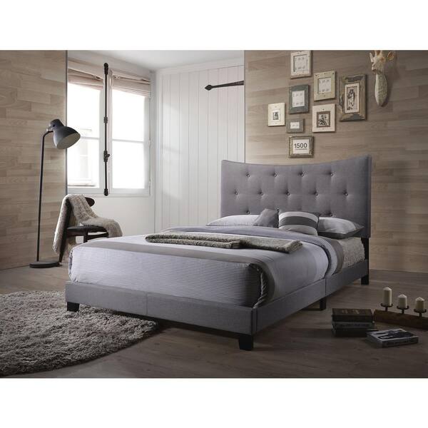 Acme Furniture Venacha Gray Fabric, Galson Upholstered Queen Bed