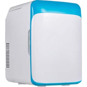 0.35 cu. ft. Mini Fridge Portable Cooler Warmer AC/DC Power Adapters Skincare Fridge without Freezer for Office, Blue