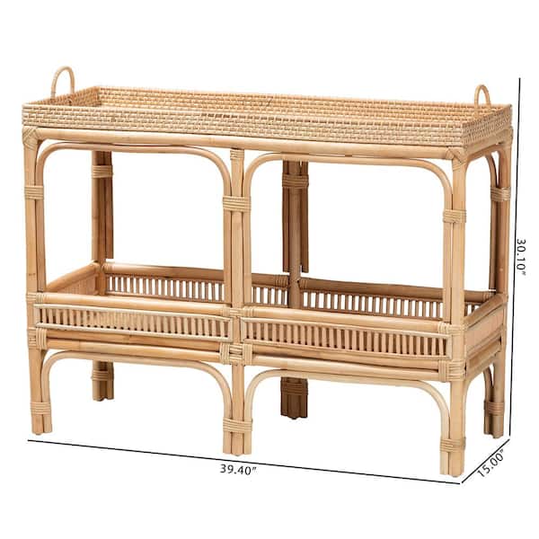 bali & pari - Lombok 39.25 in. Natural Rattan Rectangle Wicker Top Console Table