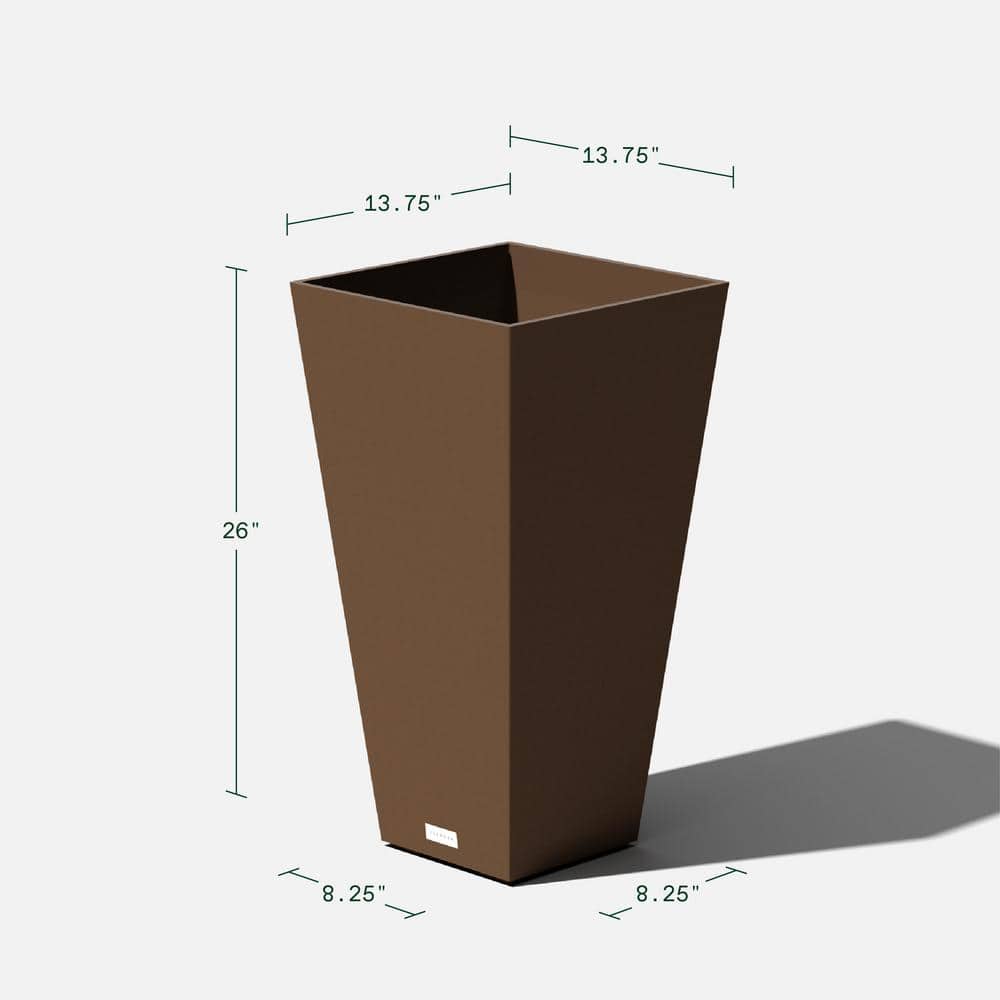 Espresso Sleek Square Tapered Modern Planter 26" High