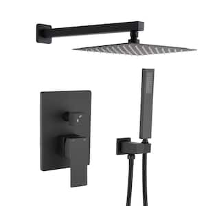 1-Spray Patterns Dual Wall Mount with Shower Head 1.5GPM, in Matte Black