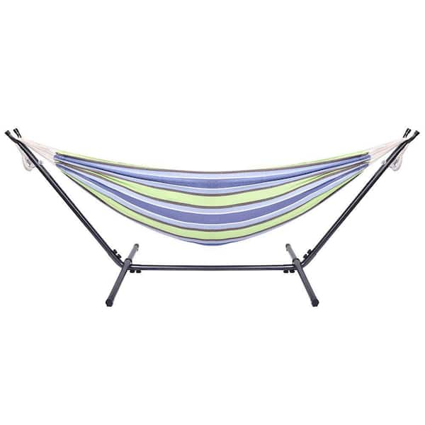 8.6 ft. Free Standing Hammock with Stand in Green Stripe