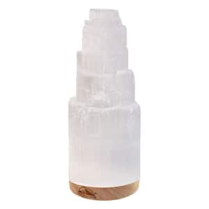 WBM 9 in. Crystal Selenite LED Lamp with USB Port (6-8 lbs.)
